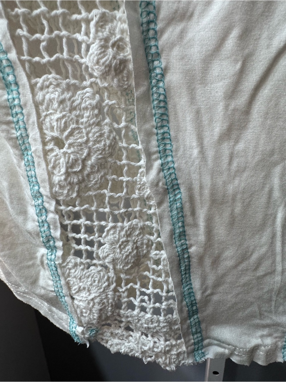 POL White Crochet Lace Aqua Stitch Boho Top Small - Picture 6 of 10
